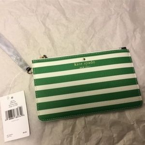 NWT Kate Spade Green and White Striped Wrislet